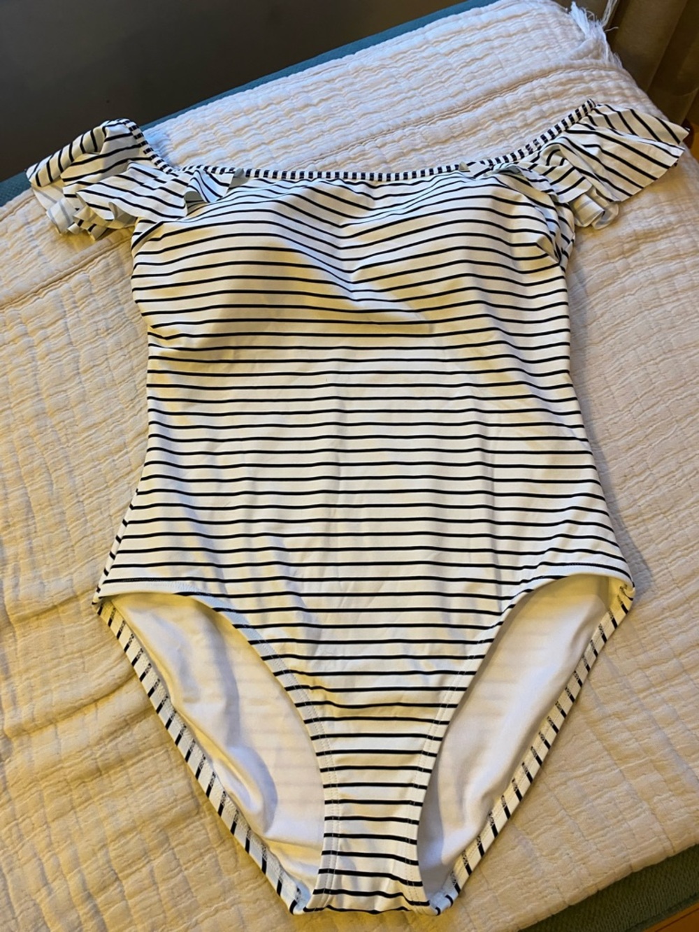 Vince Camuto White & Black Striped Swimwear